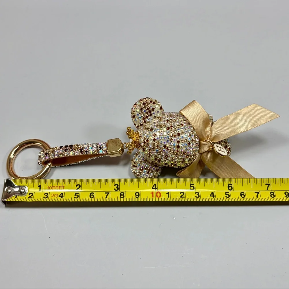 Bougie Crystal Teddy Bear Keychain with Bow